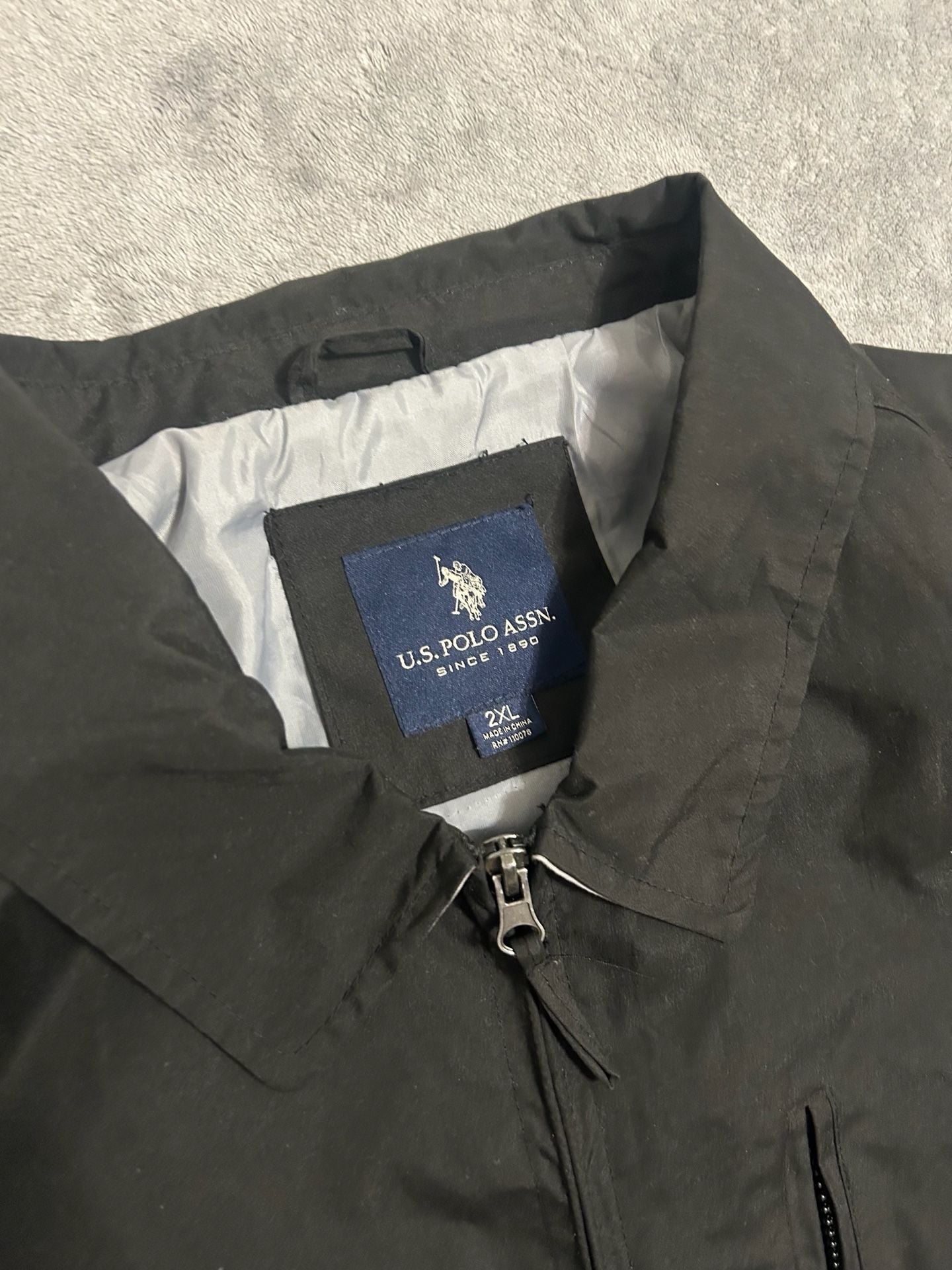 U.S. Polo Assn. Men's Lightweight Zip-Up Golf Jacket in Black, Size 2XL 4