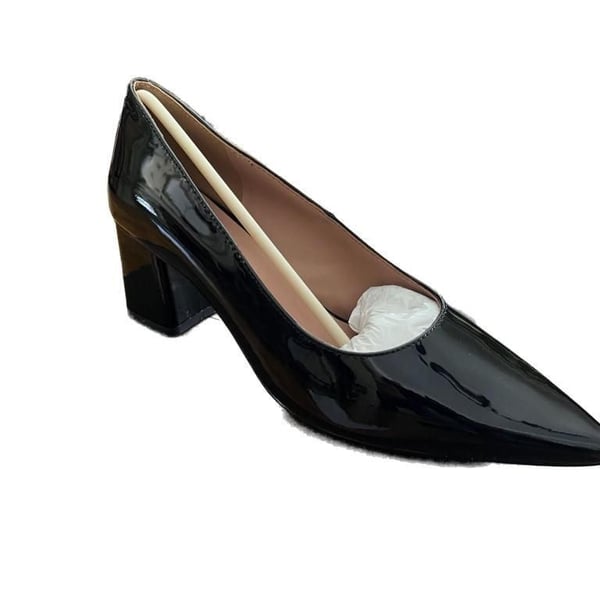 Linea Paolo Bilson-L Black Patent Block Heel Pumps