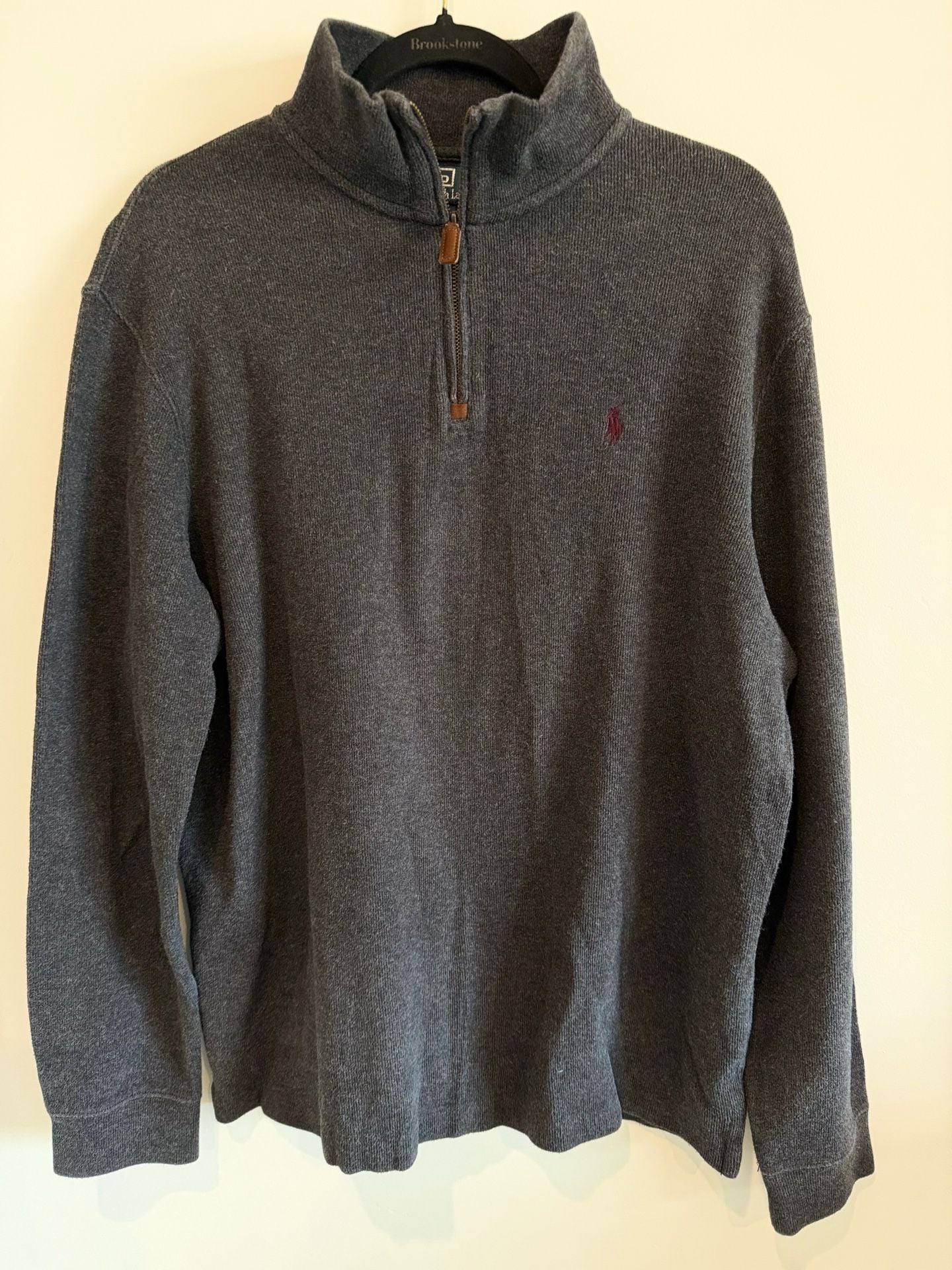 Polo Ralph Lauren 1/4 Zip Sweater Mens Size XL Gray 100% Cotton Pullover L/S EUC 1