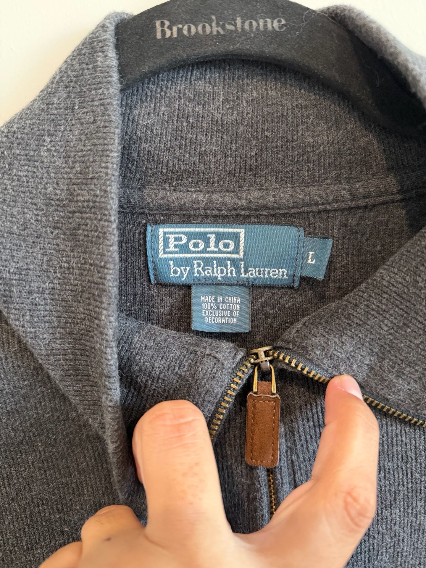 Polo Ralph Lauren 1/4 Zip Sweater Mens Size XL Gray 100% Cotton Pullover L/S EUC 3