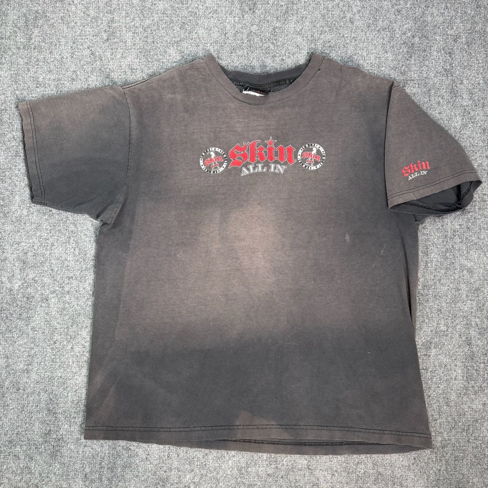 Vintage Skin Industries 'All In' Graphic Faded Black T-Shirt 2