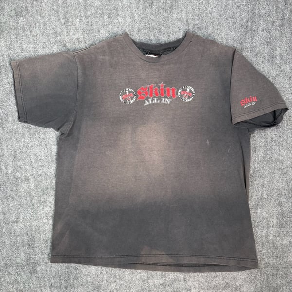 Vintage Skin Industries 'All In' Graphic Faded Black T-Shirt