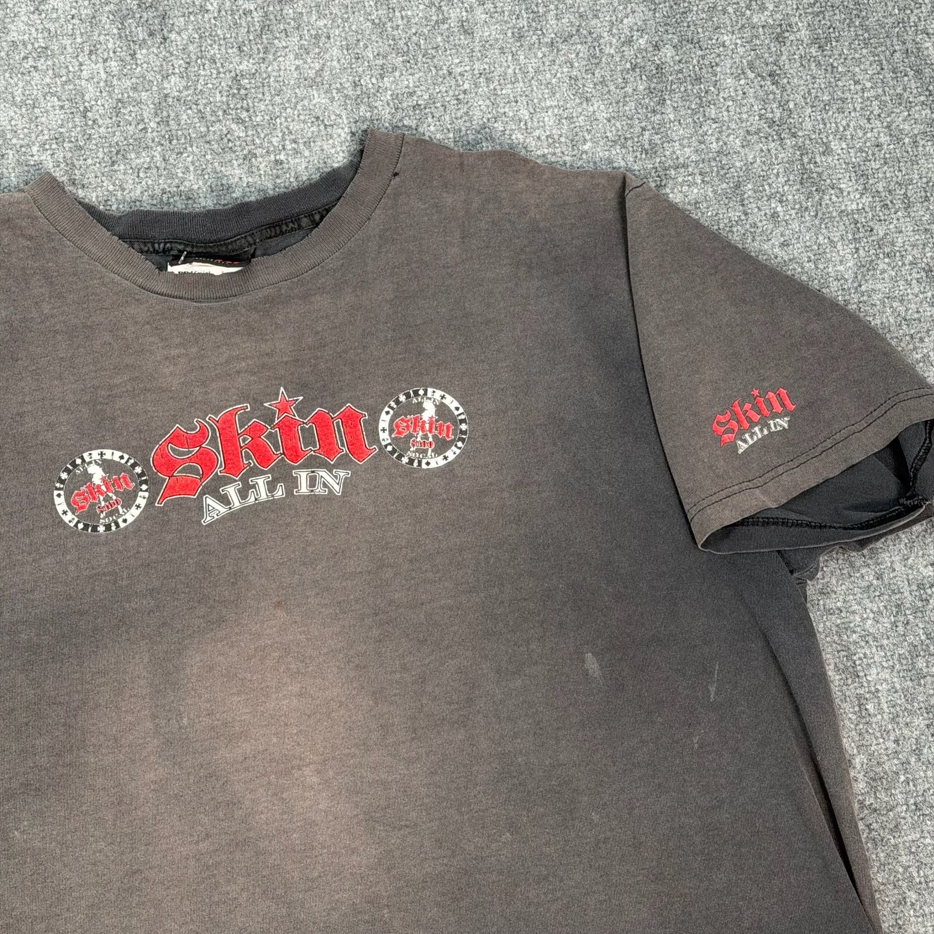 Vintage Skin Industries 'All In' Graphic Faded Black T-Shirt 3