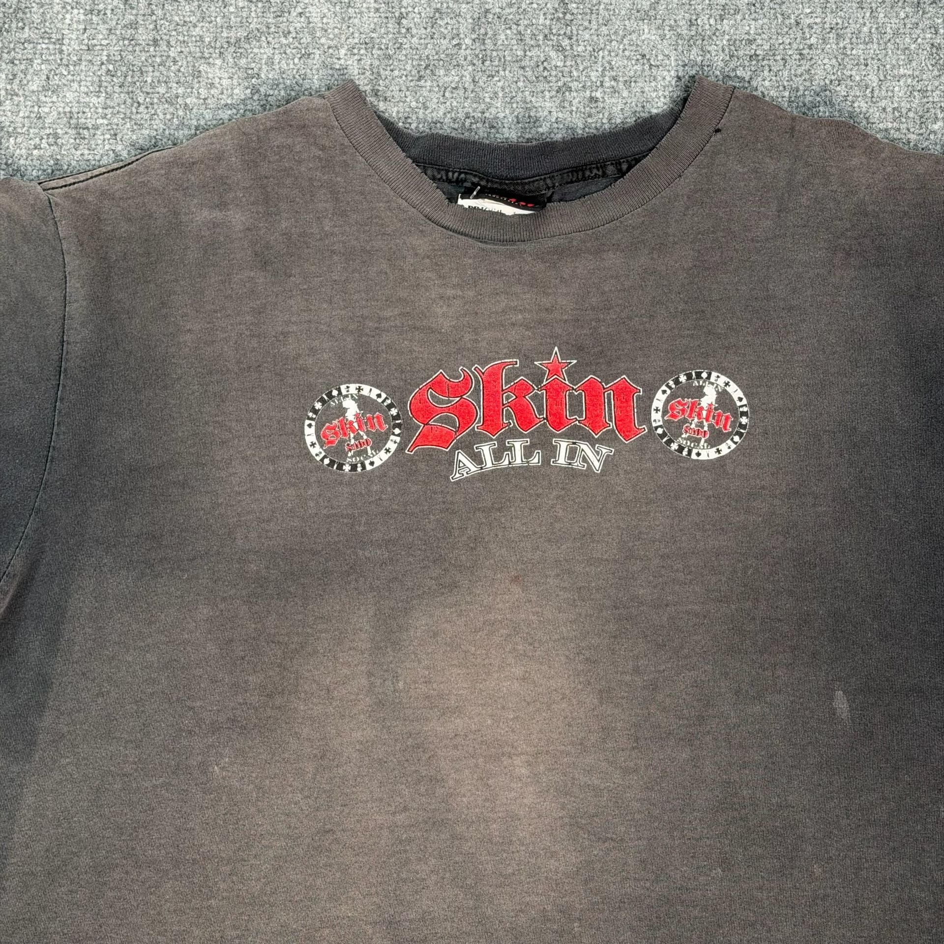 Vintage Skin Industries 'All In' Graphic Faded Black T-Shirt 4