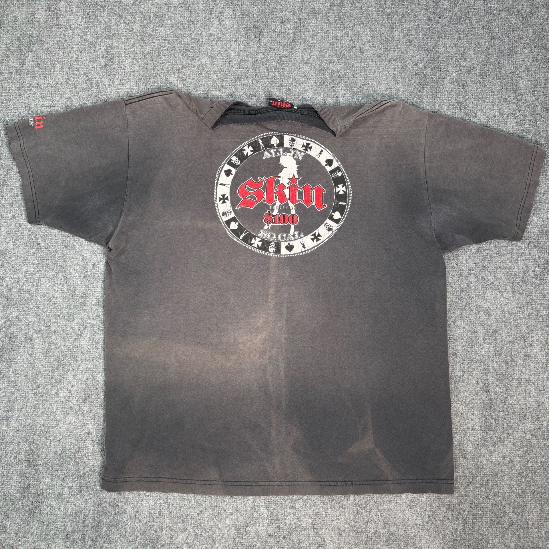 Vintage Skin Industries 'All In' Graphic Faded Black T-Shirt 12
