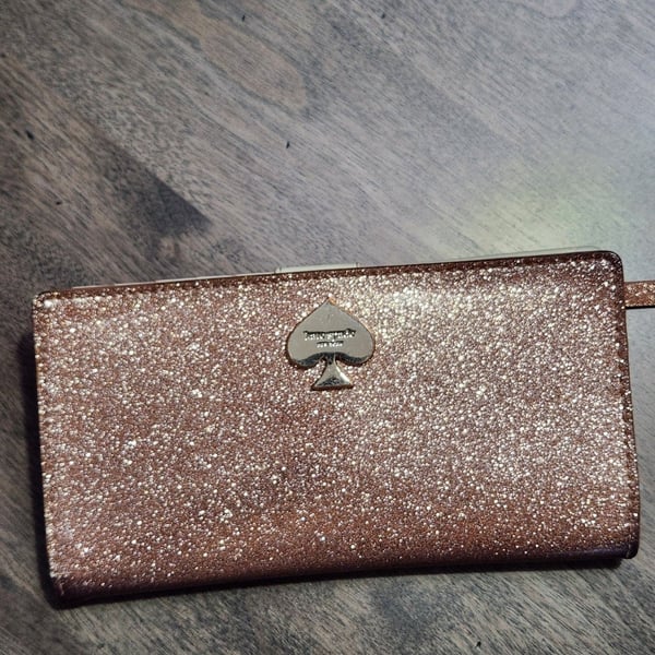 Kate Spade New York Rose Gold Glitter Continental Wallet