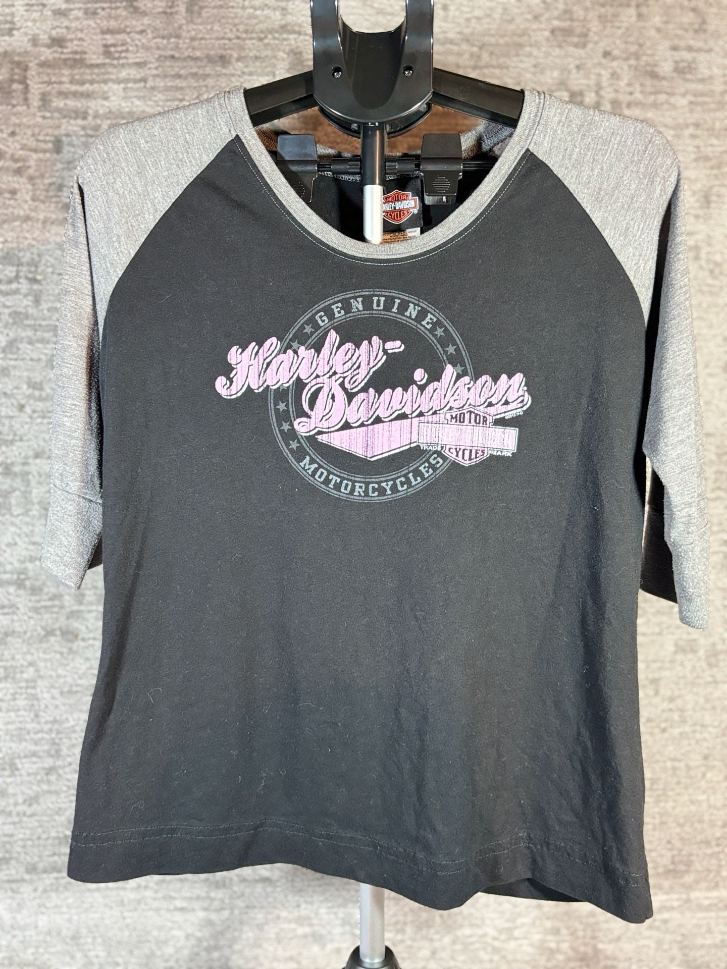 Harley-Davidson Hawkeye Coralville, Iowa Women's Raglan 3/4 Sleeve T-Shirt 2
