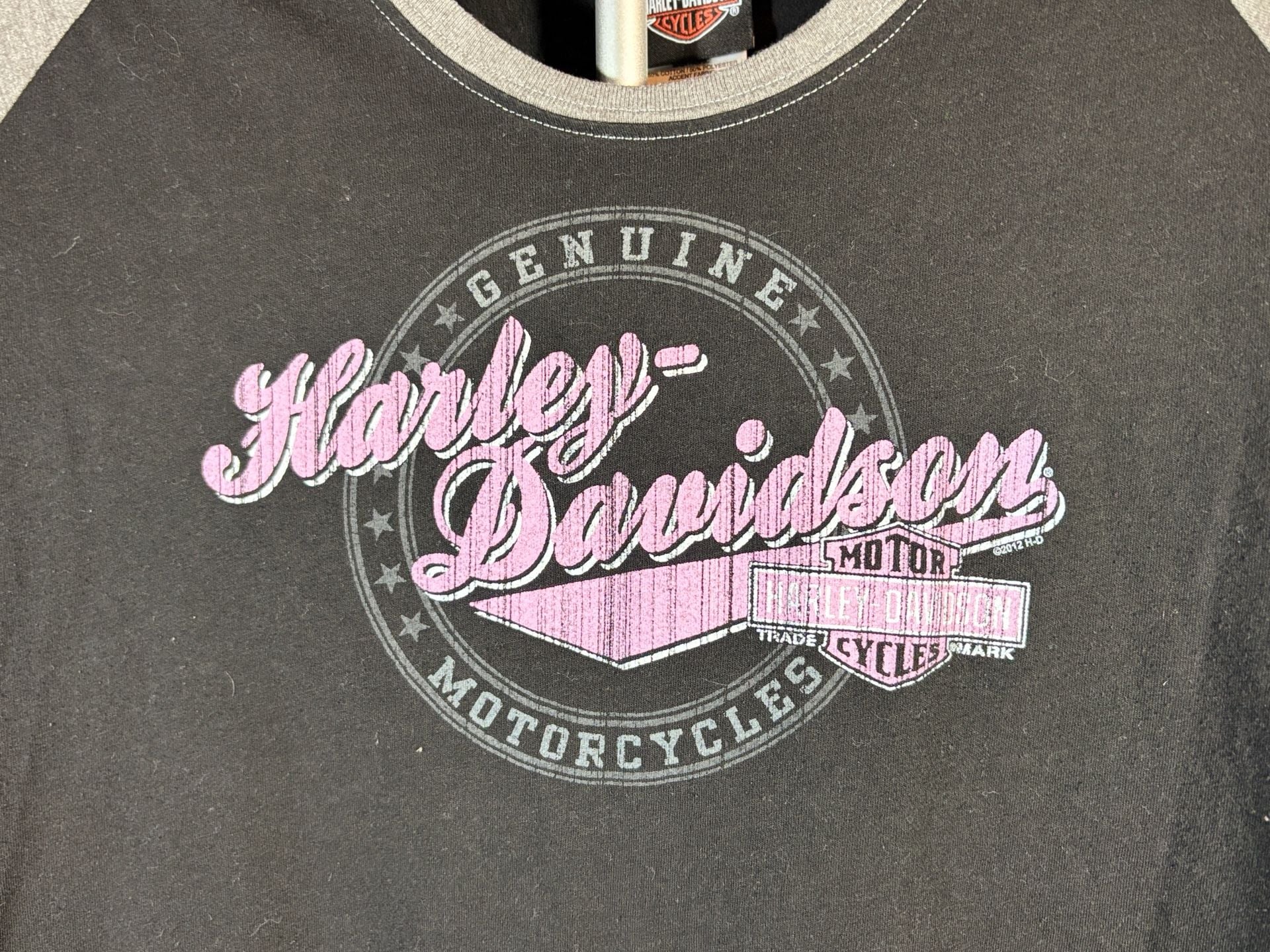 Harley-Davidson Hawkeye Coralville, Iowa Women's Raglan 3/4 Sleeve T-Shirt 3