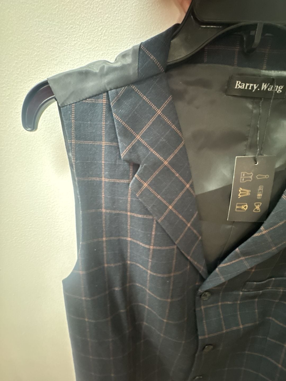 Barry.Wang Men's Plaid Single-Breasted Dress Vest 3