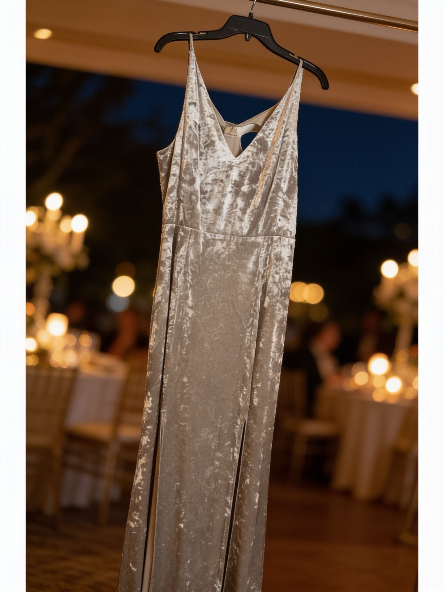 Calvin Klein Crushed Velvet V-Neck Maxi Dress 3