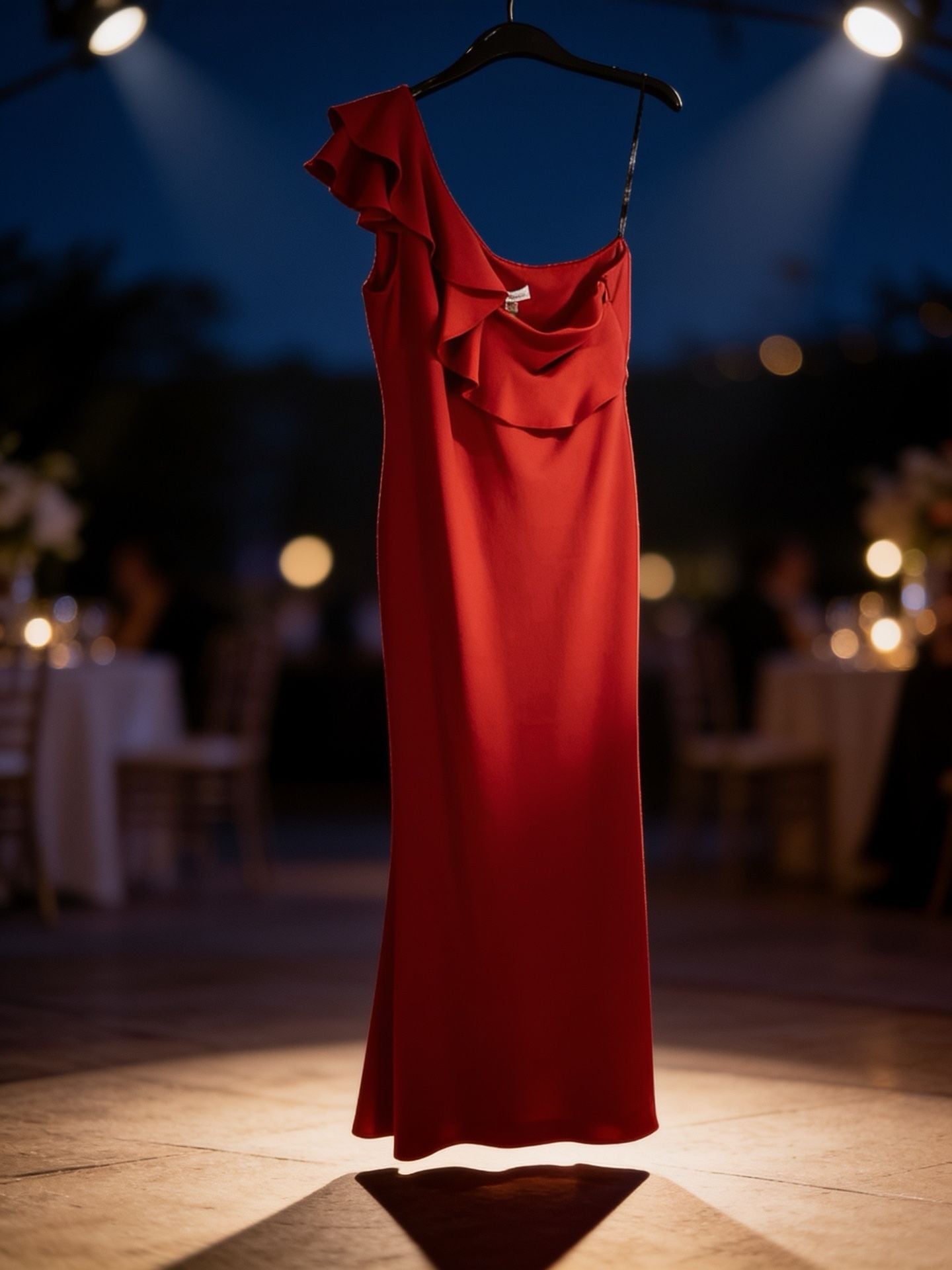 Calvin Klein Women's Red One-Shoulder Ruffle Gown Size 8 3