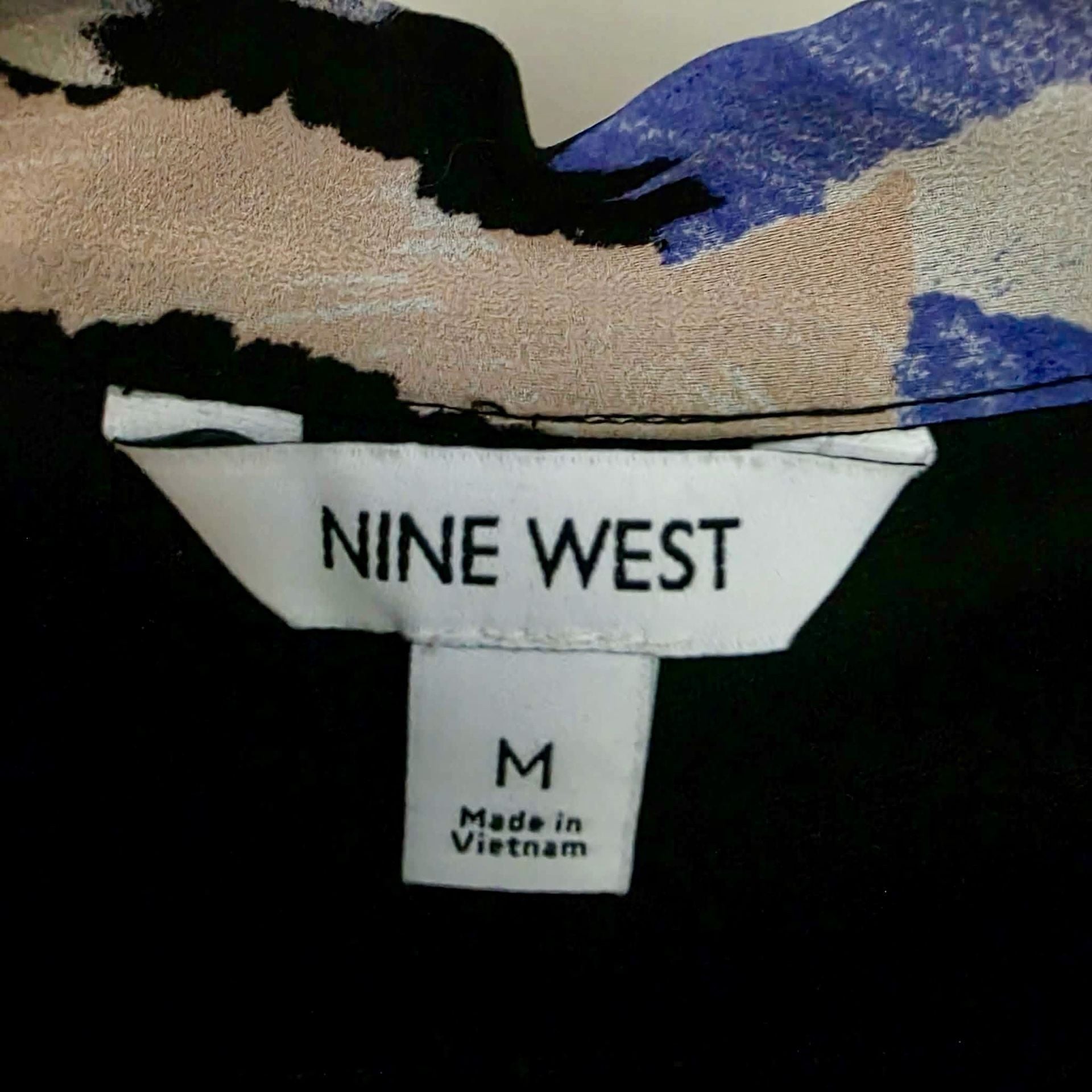 Nine West Multi-Color Abstract Print Long Sleeve Pleated Georgette Collar Dress 4