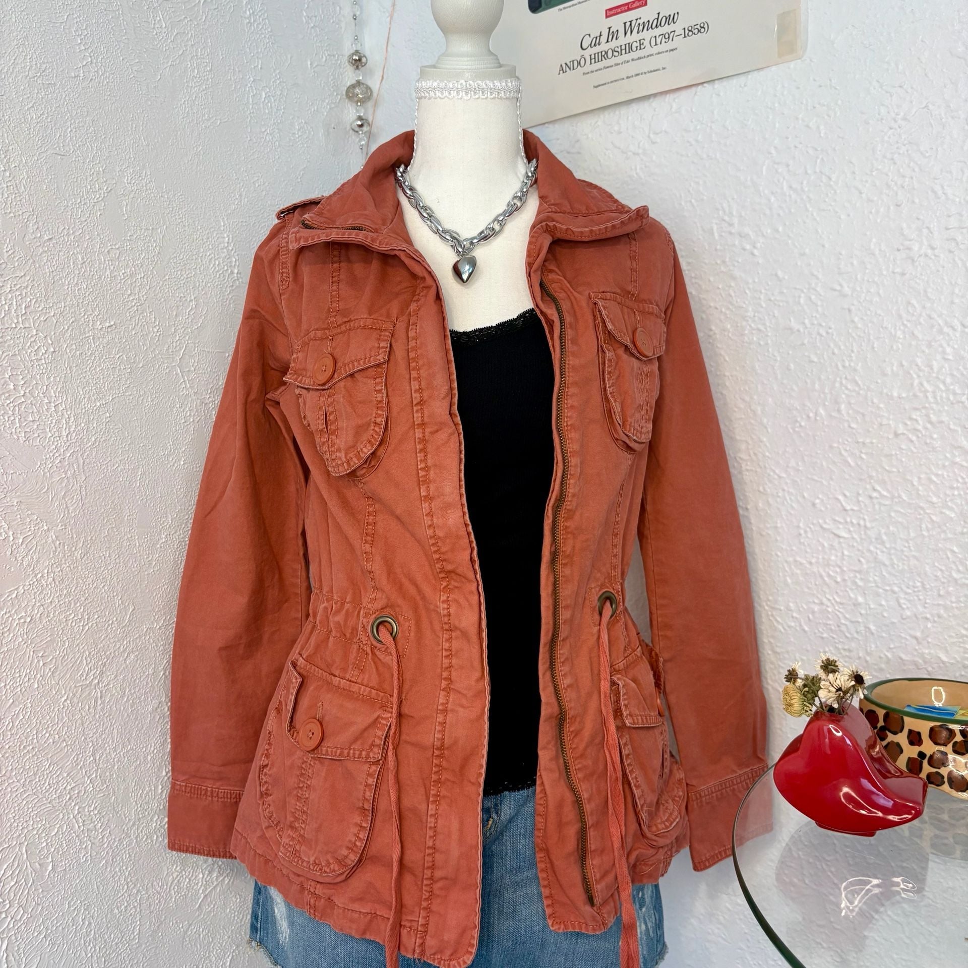 Mossimo Supply Co. Burnt Orange Utility Cargo Jacket with Elbow Patches 3