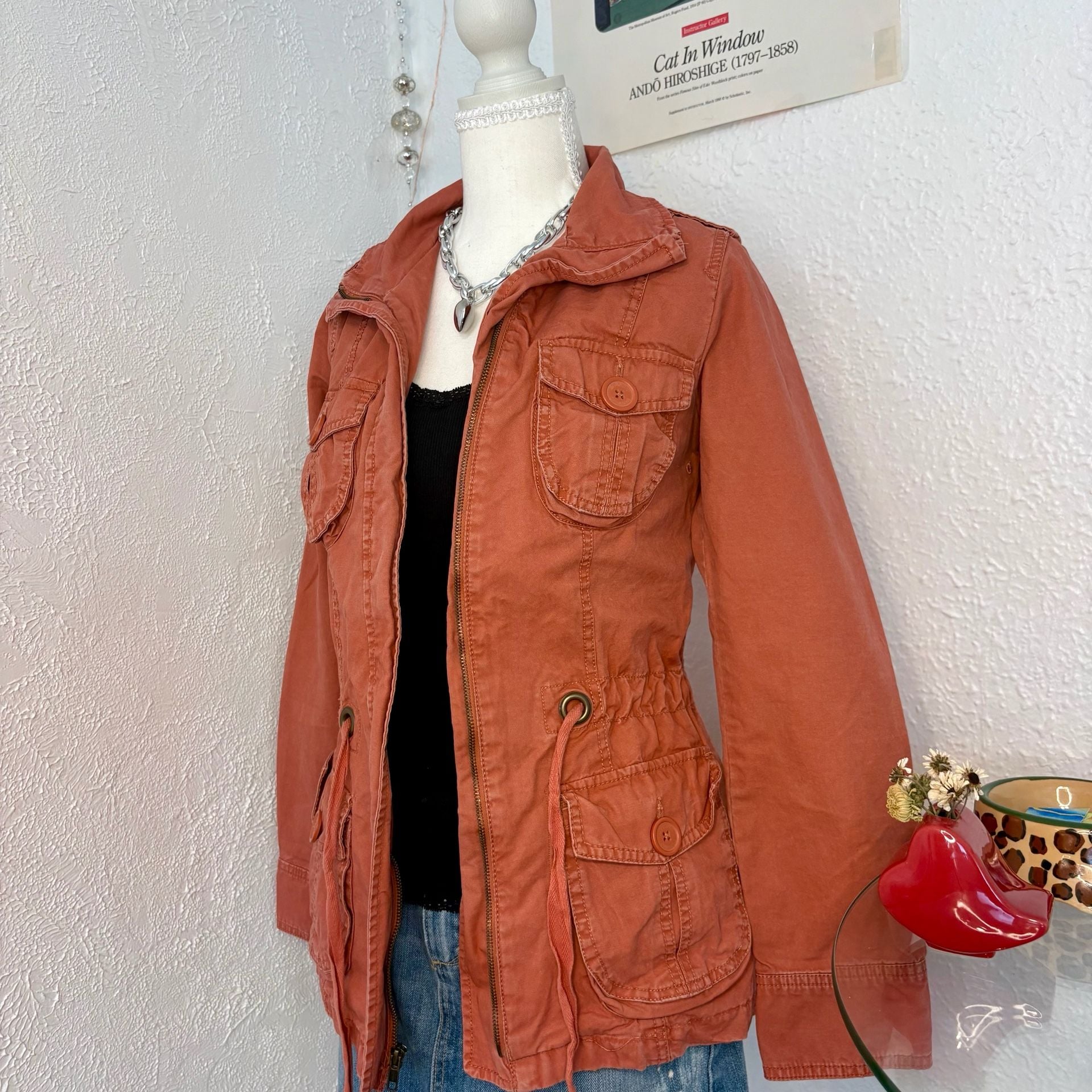 Mossimo Supply Co. Burnt Orange Utility Cargo Jacket with Elbow Patches 4