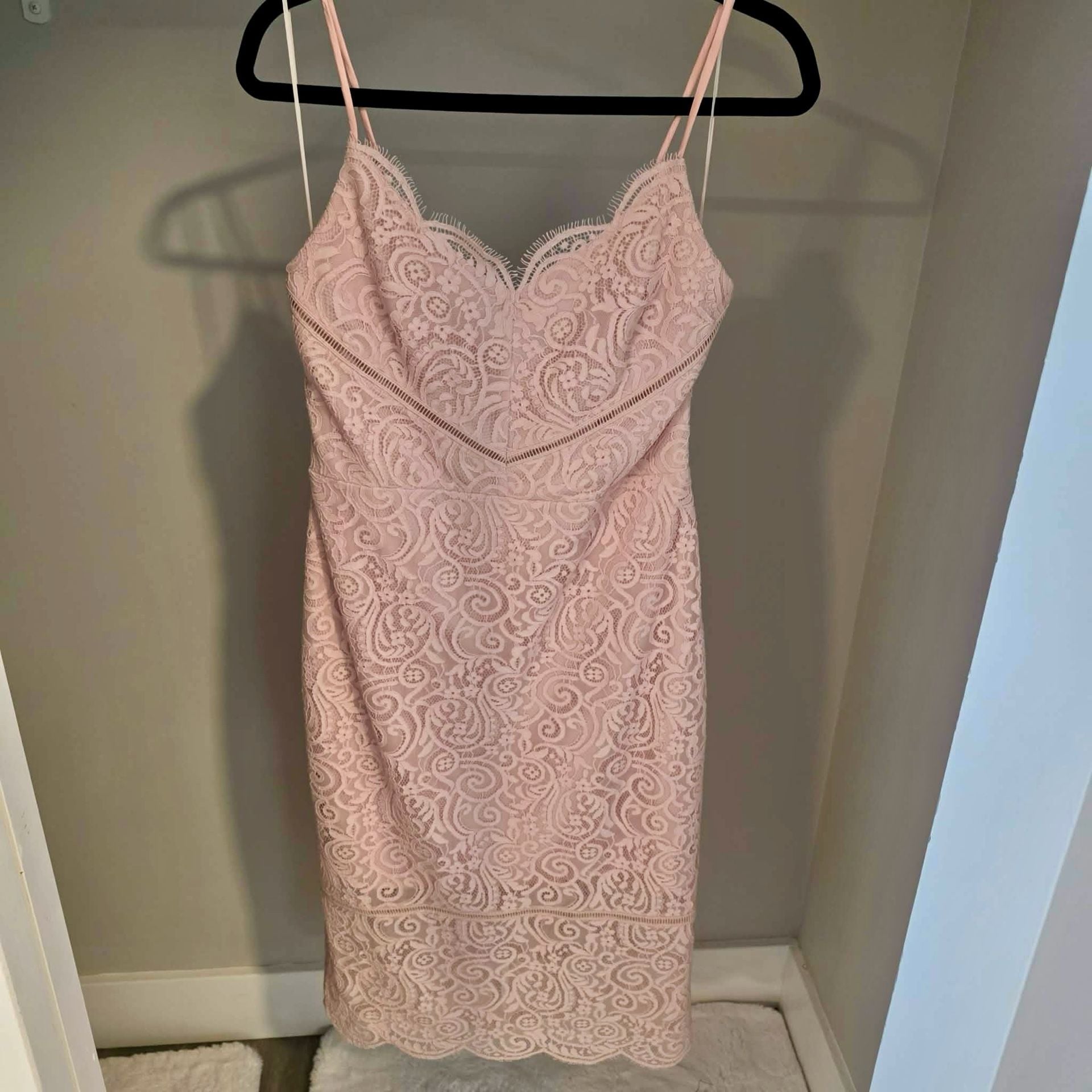 Express Women's Pink Lace Cami Midi Bodycon Dress 1
