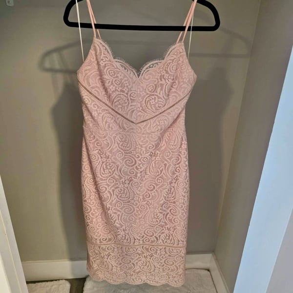 Express Women's Pink Lace Cami Midi Bodycon Dress