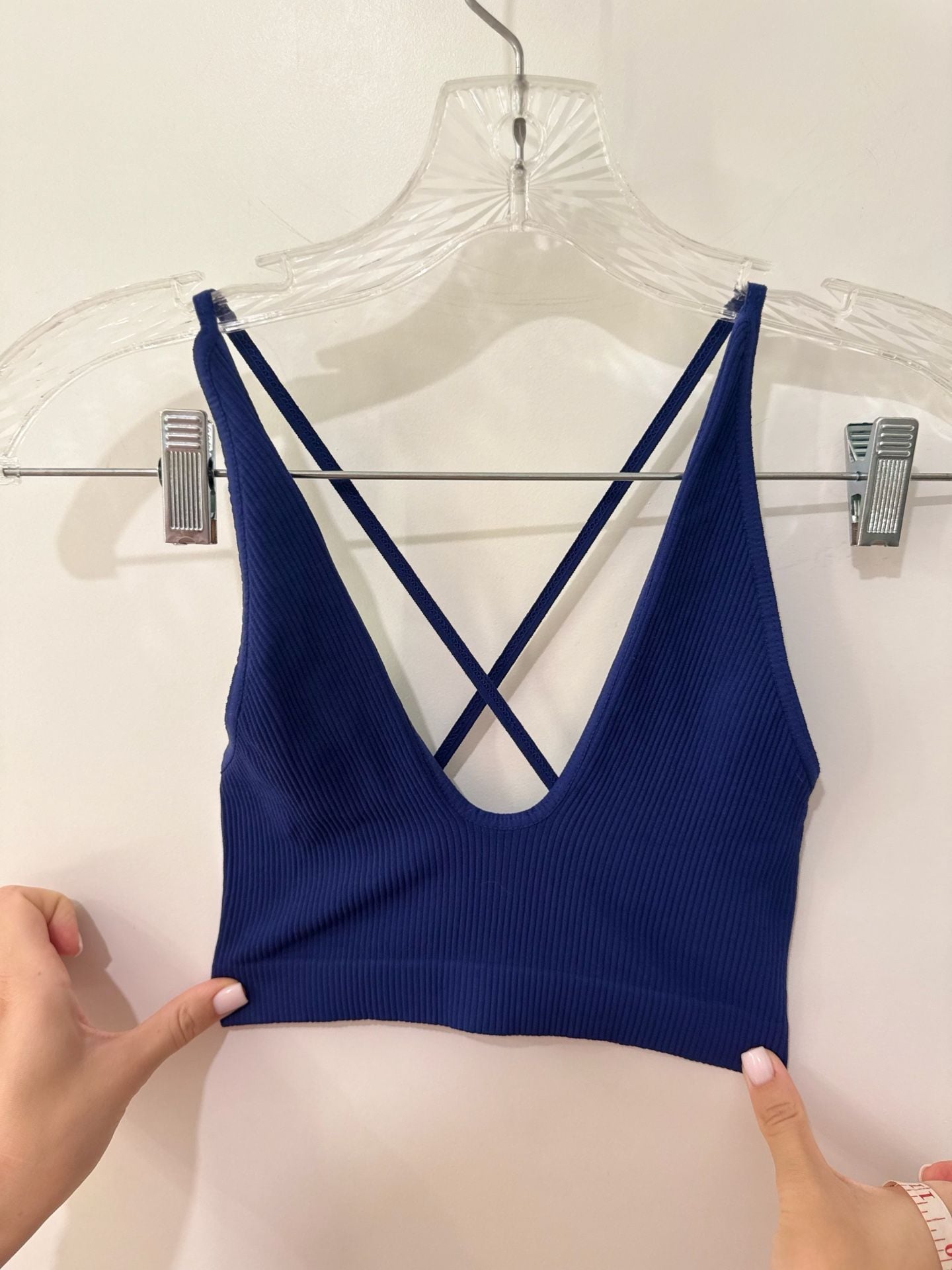 Intimately Free People Ribbed Crisscross Back Bralette Navy Blue 1