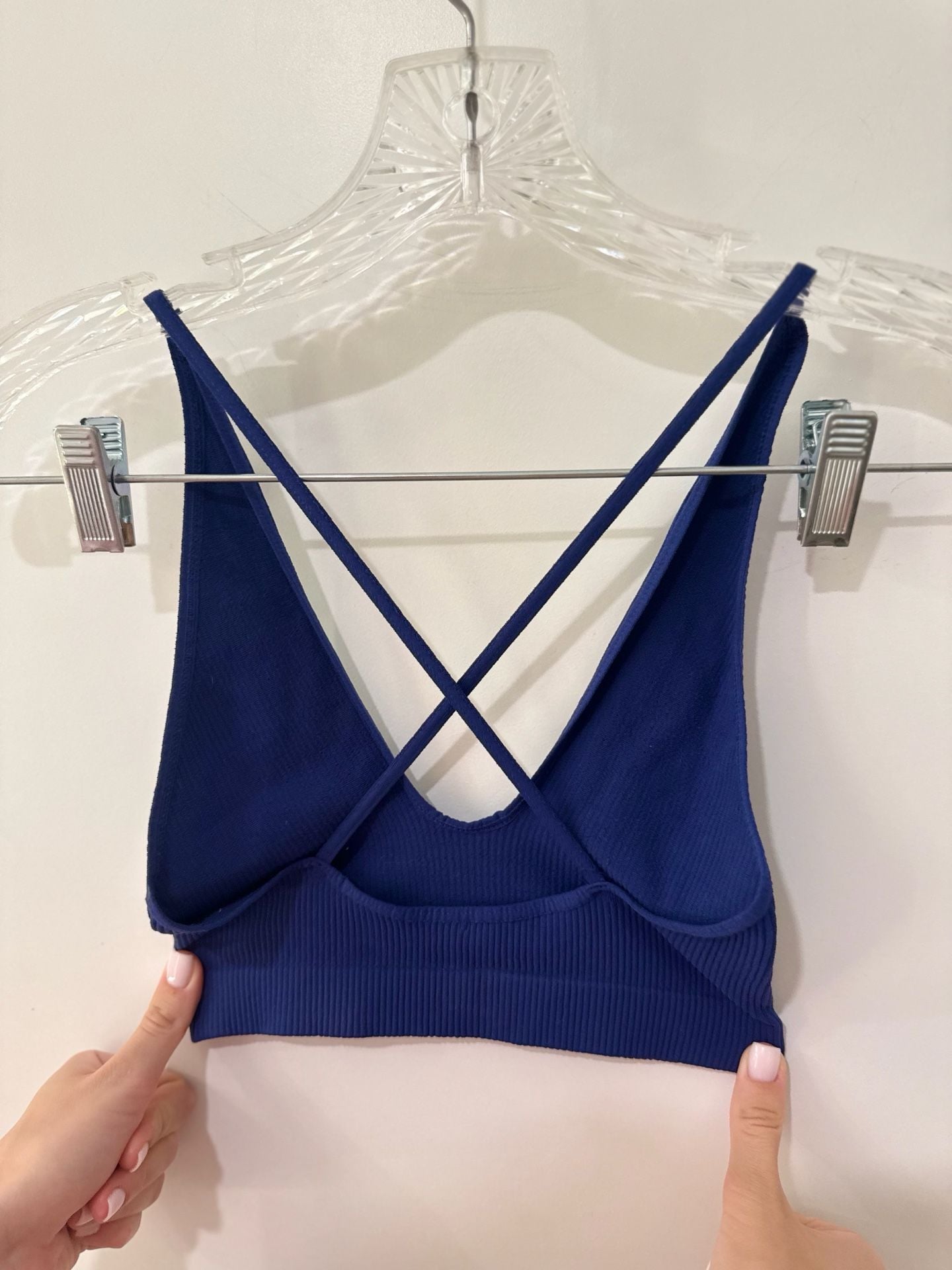 Intimately Free People Ribbed Crisscross Back Bralette Navy Blue 2