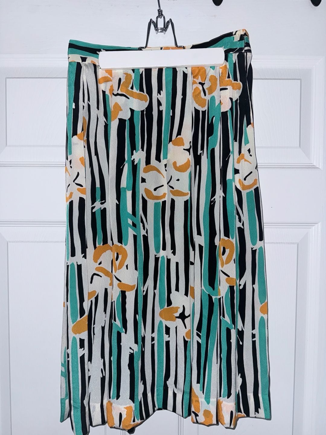Vintage Christian Dior Separates Midi Skirt in Abstract Floral Striped Rayon 2
