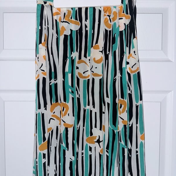 Vintage Christian Dior Separates Midi Skirt in Abstract Floral Striped Rayon