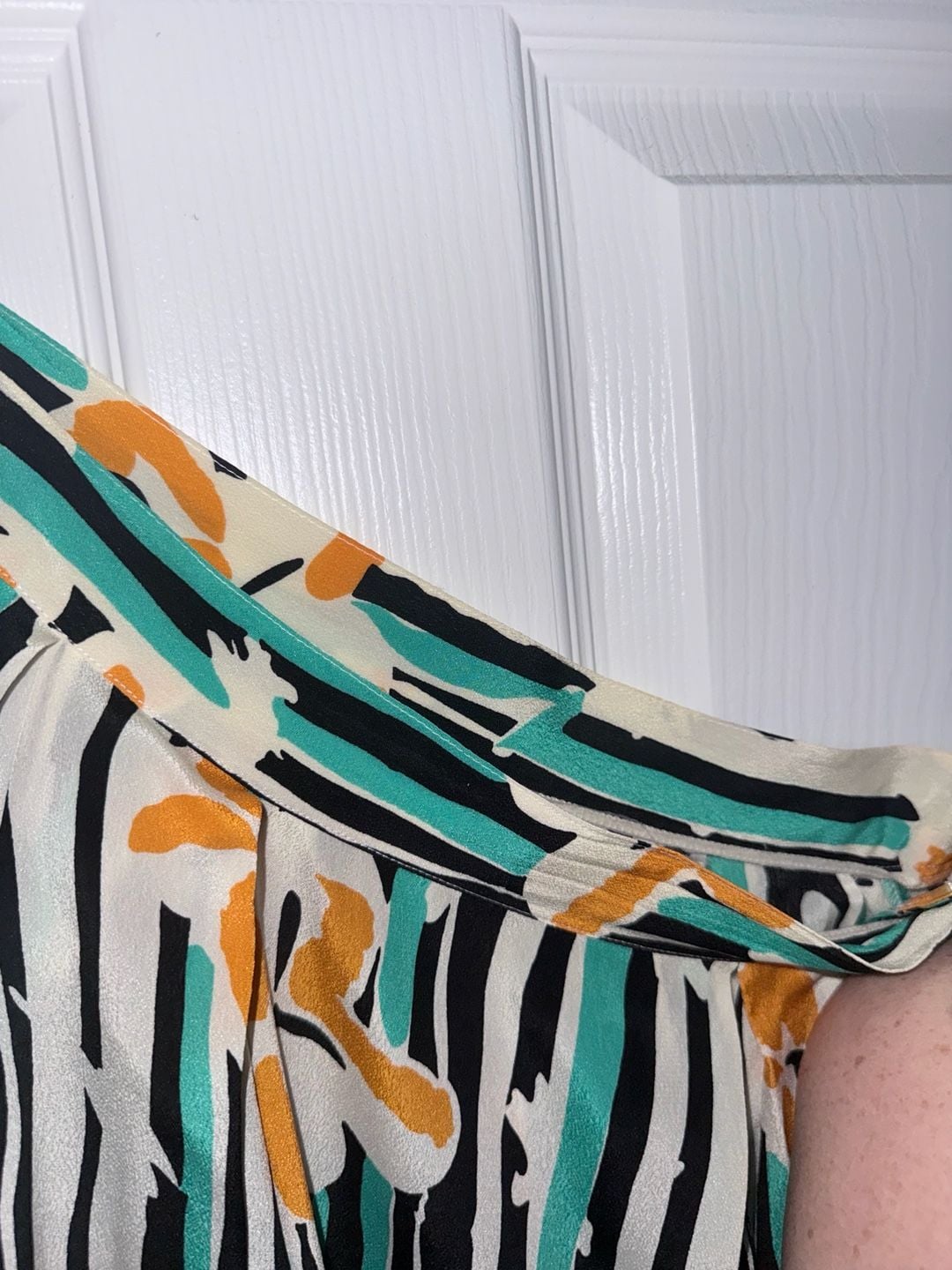 Vintage Christian Dior Separates Midi Skirt in Abstract Floral Striped Rayon 5