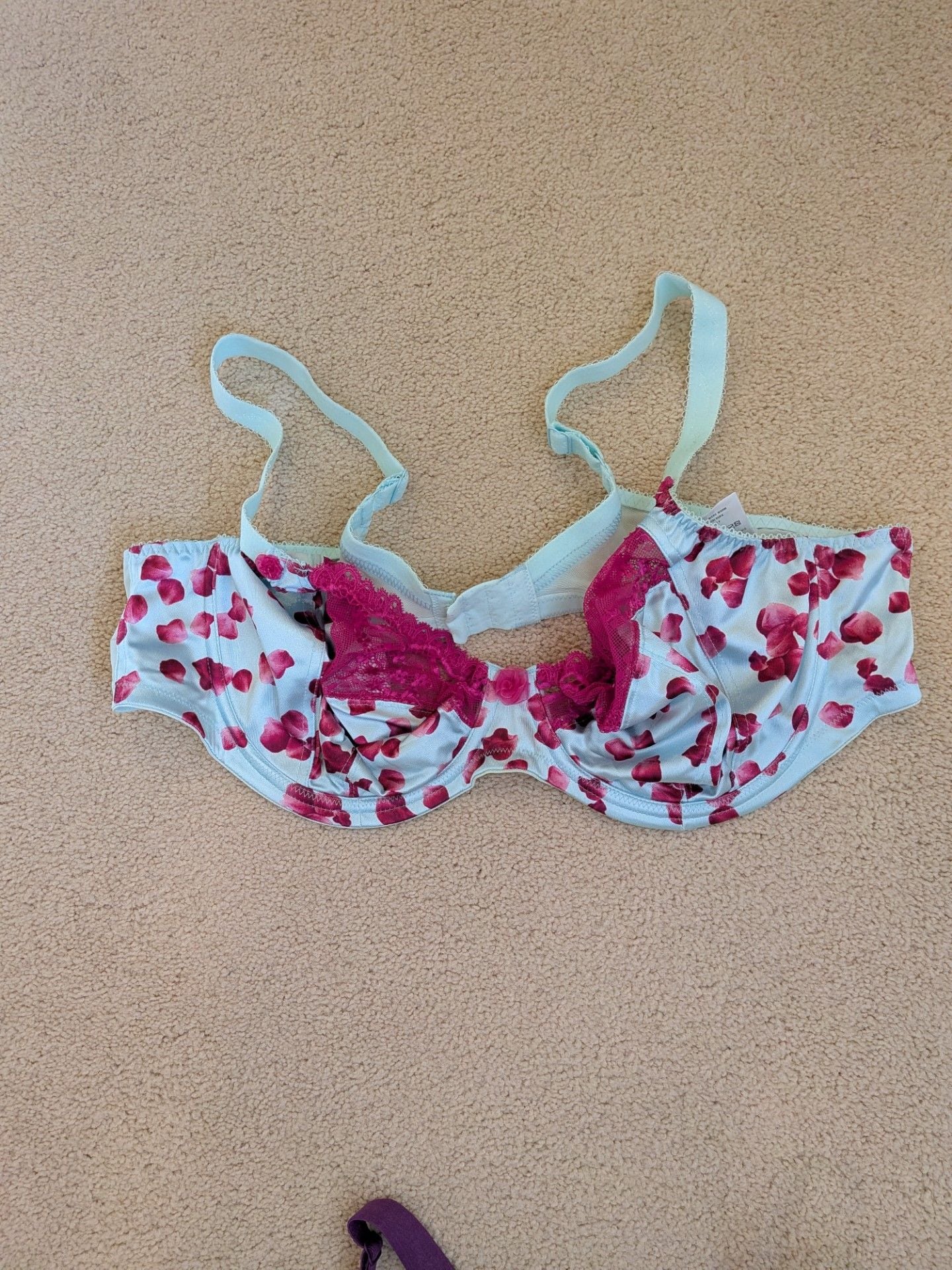 Elomi EL8400SEZ Underwire Balconette Bra with Pink Floral Petal Print and Lace Detail 1