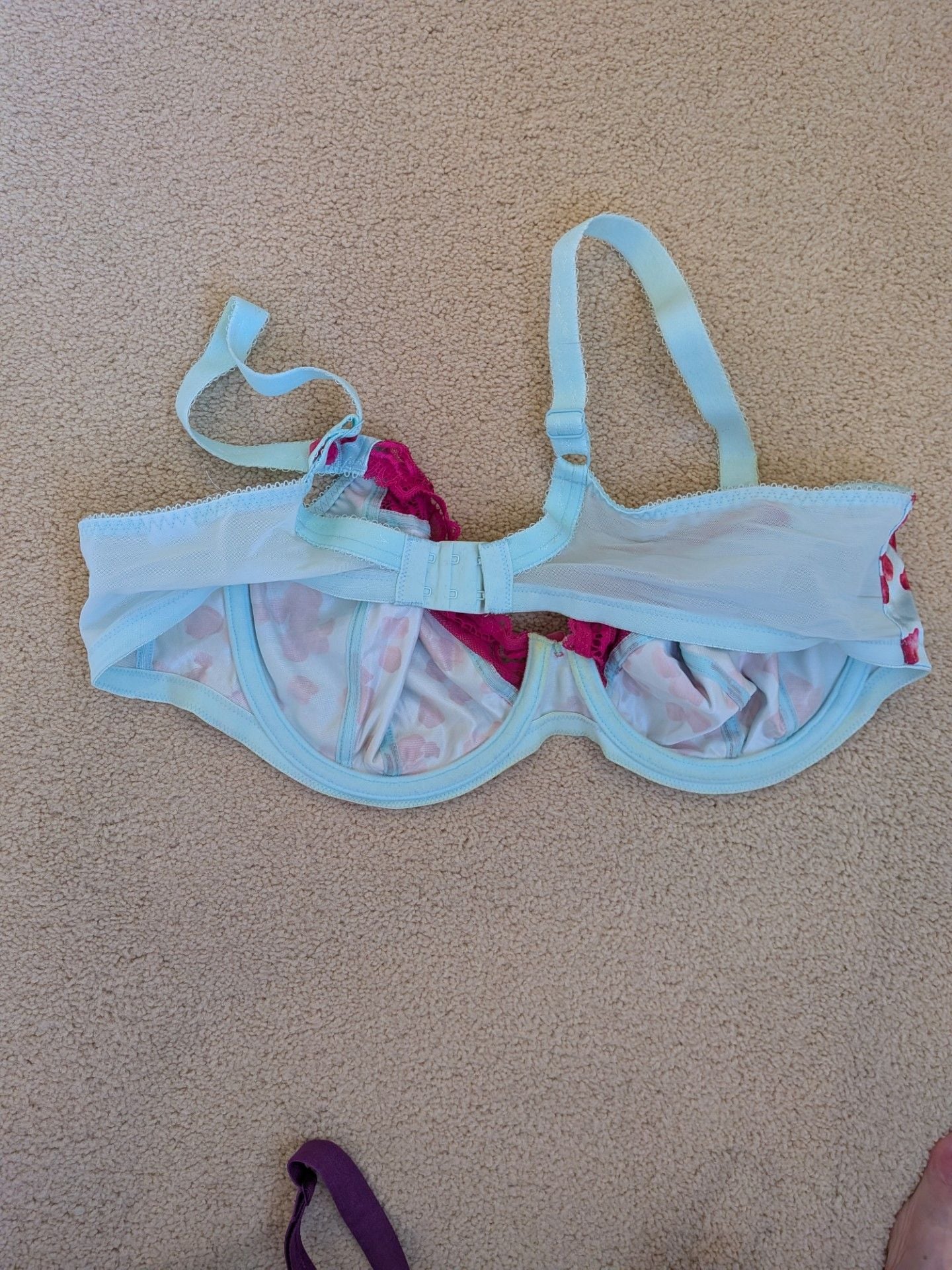 Elomi EL8400SEZ Underwire Balconette Bra with Pink Floral Petal Print and Lace Detail 2