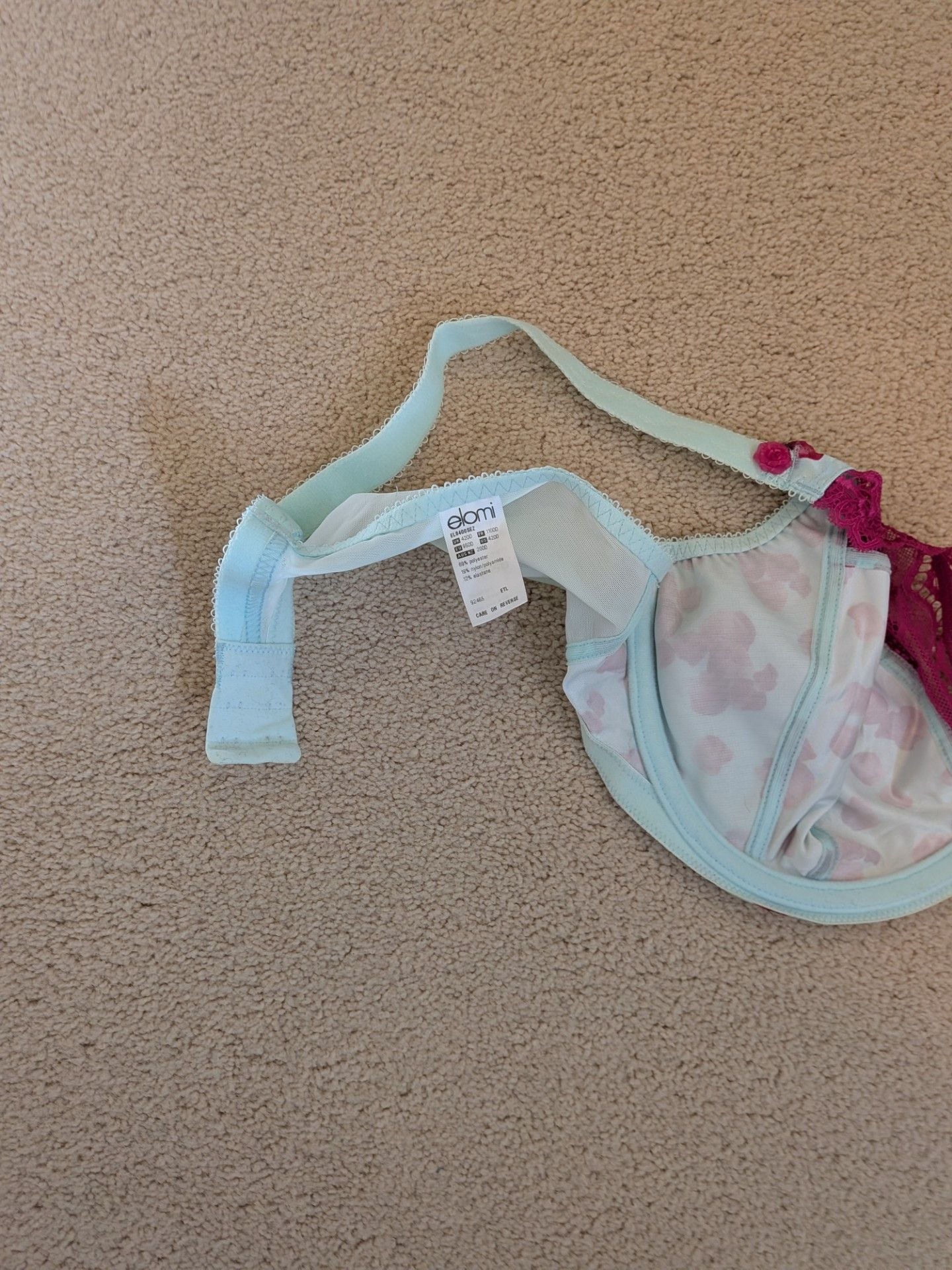 Elomi EL8400SEZ Underwire Balconette Bra with Pink Floral Petal Print and Lace Detail 3