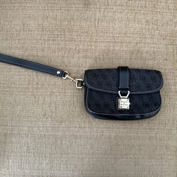 Dooney & Bourke Signature Jacquard Canvas and Leather Push Lock Wristlet