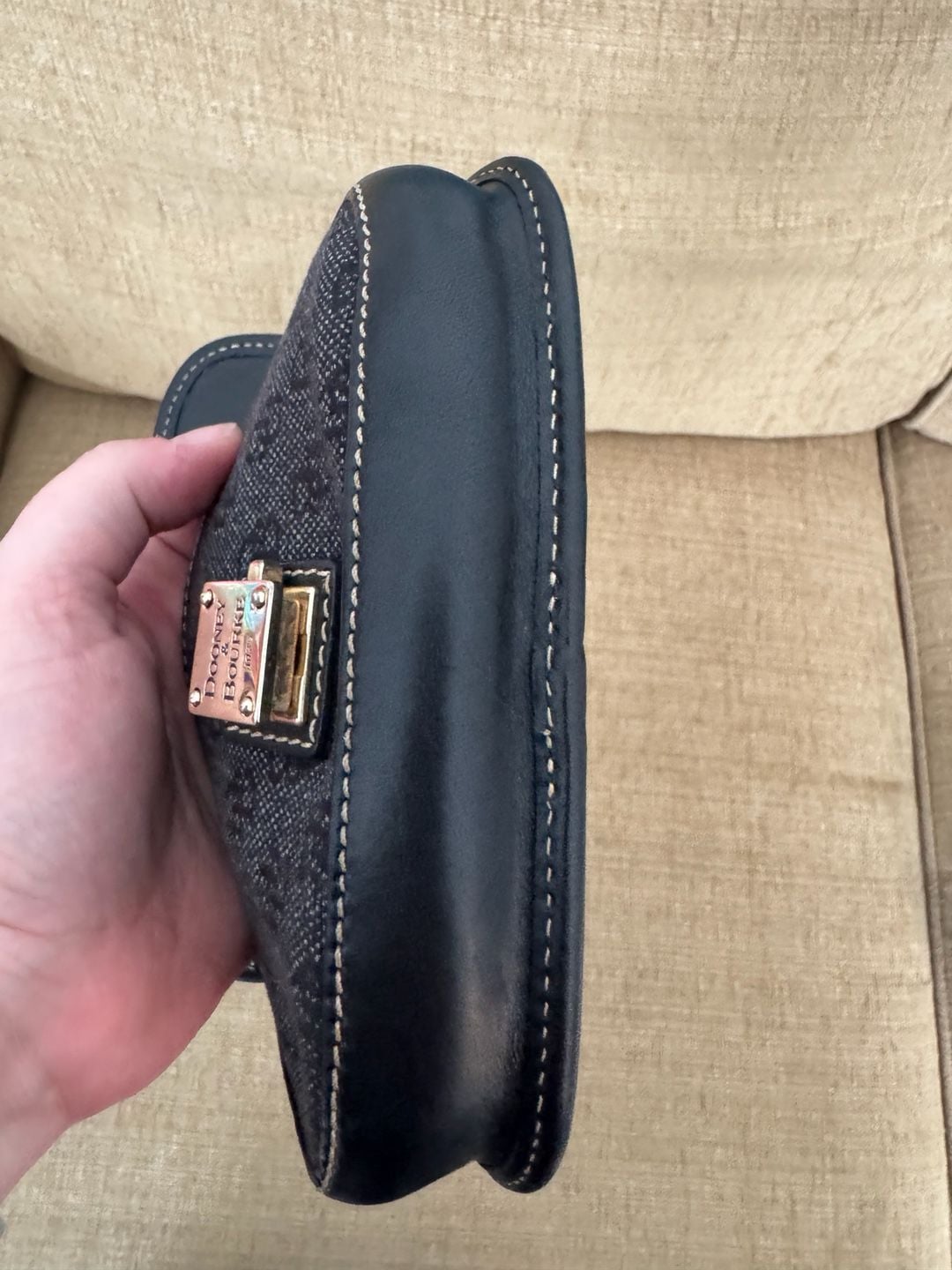 Dooney & Bourke Signature Jacquard Canvas and Leather Push Lock Wristlet 8