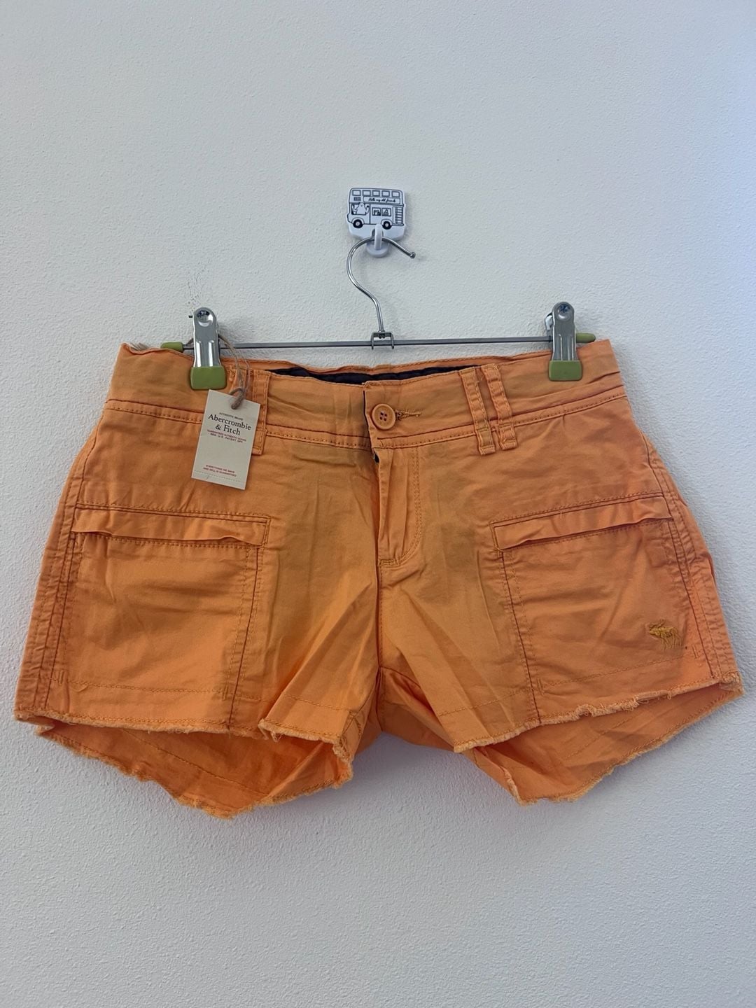 Vintage Abercrombie & Fitch Women's Orange Utility Frayed Hem Cargo Shorts XS 2