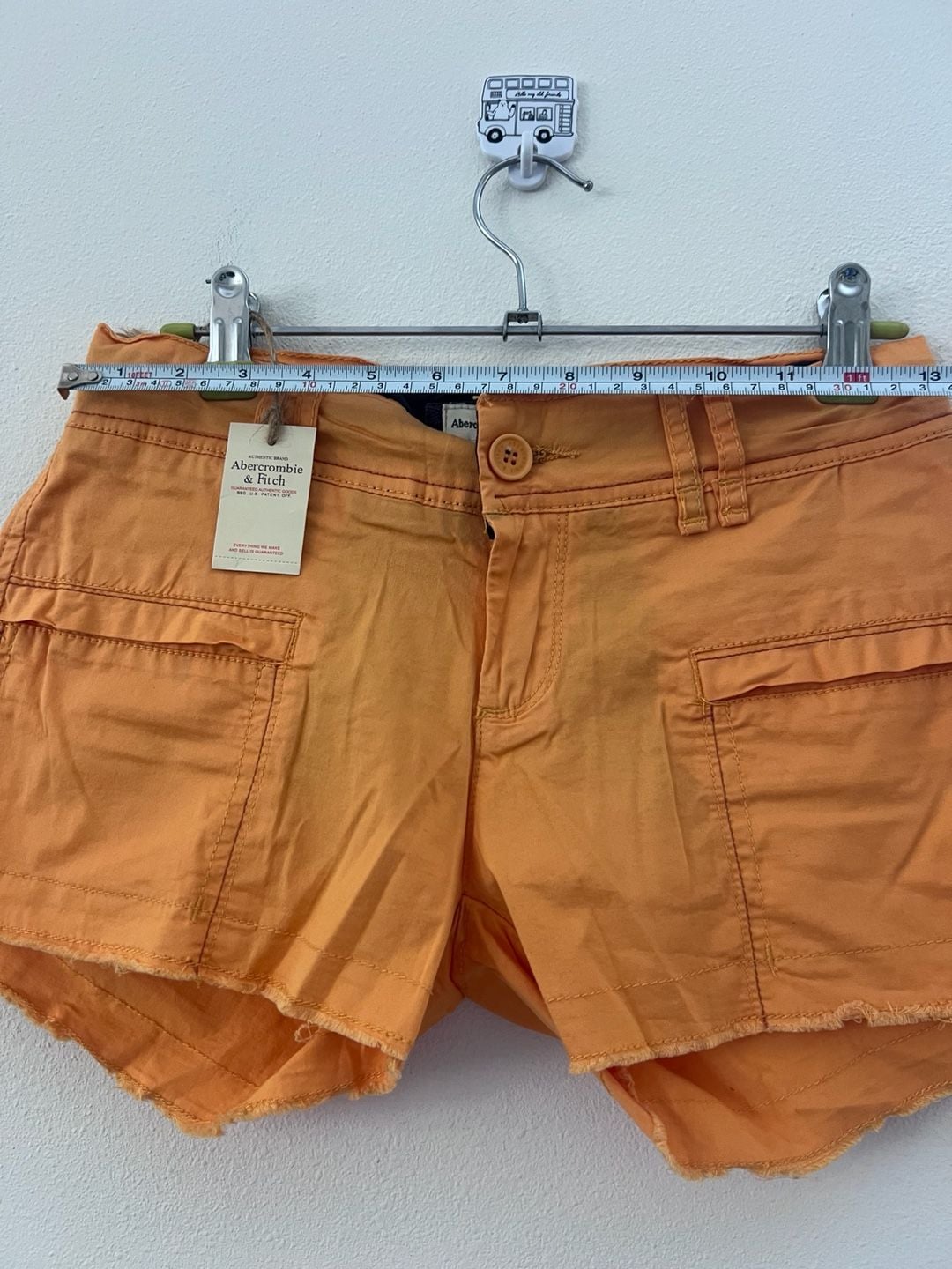 Vintage Abercrombie & Fitch Women's Orange Utility Frayed Hem Cargo Shorts XS 5