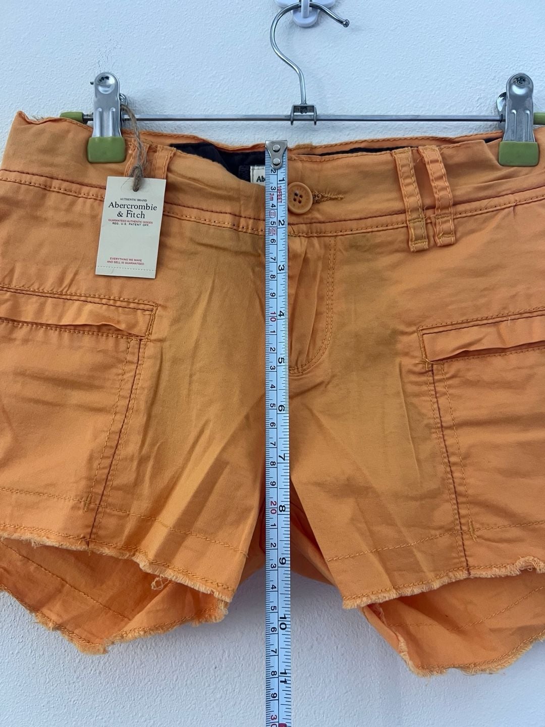 Vintage Abercrombie & Fitch Women's Orange Utility Frayed Hem Cargo Shorts XS 6
