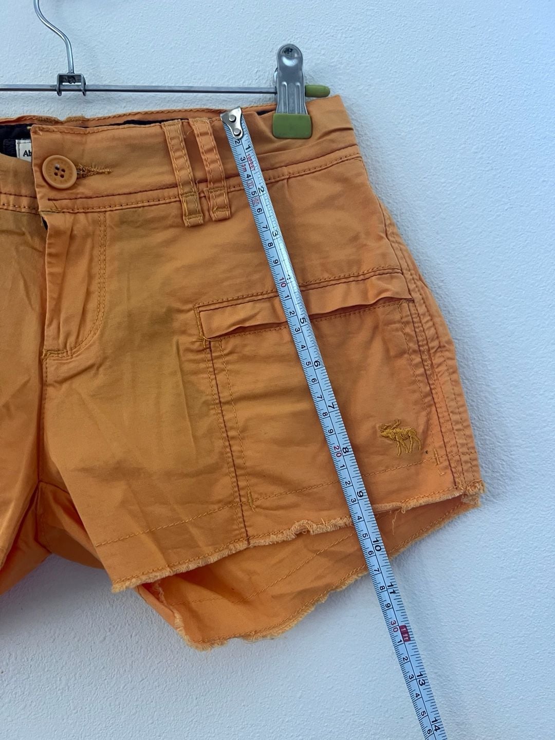 Vintage Abercrombie & Fitch Women's Orange Utility Frayed Hem Cargo Shorts XS 7