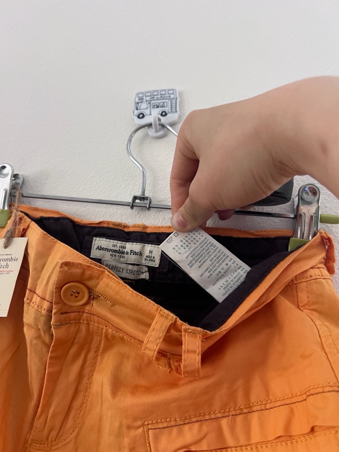 Vintage Abercrombie & Fitch Women's Orange Utility Frayed Hem Cargo Shorts XS 8