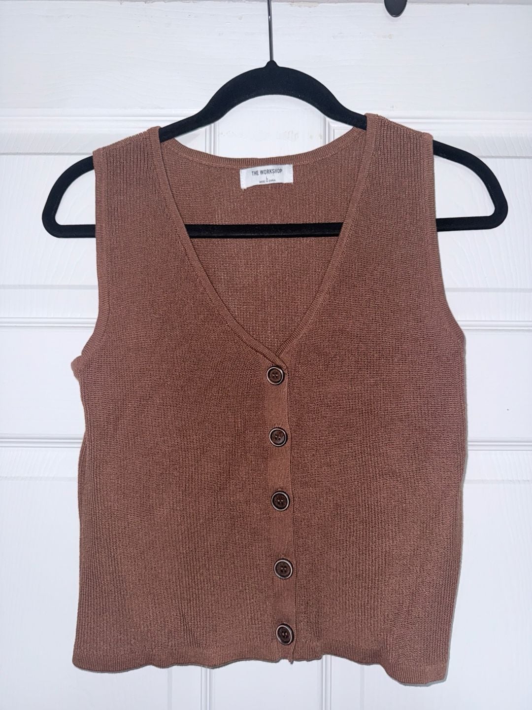 The Workshop Brown Button-Front Knit Sweater Vest 2