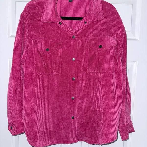 Wild Fable Hot Pink Corduroy Button-Front Shacket