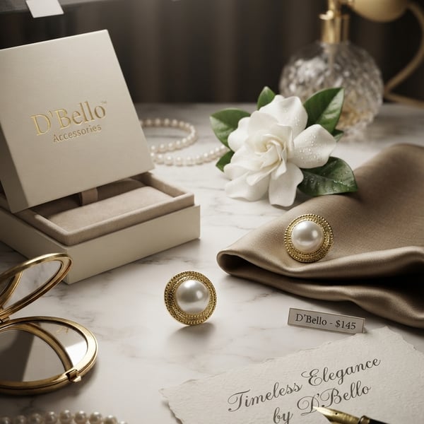 D'Bello Accessories Gold Tone Simulated Pearl Round Stud Earrings