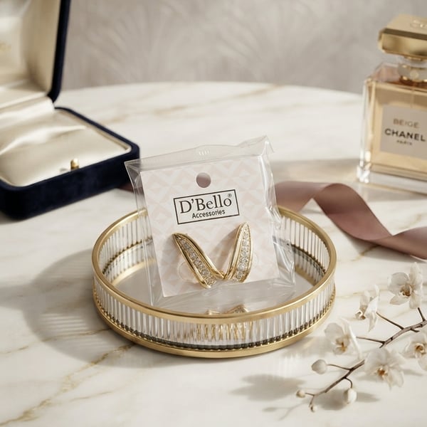 D'Bello Accessories Gold-Tone Pave Crystal Stud Earrings