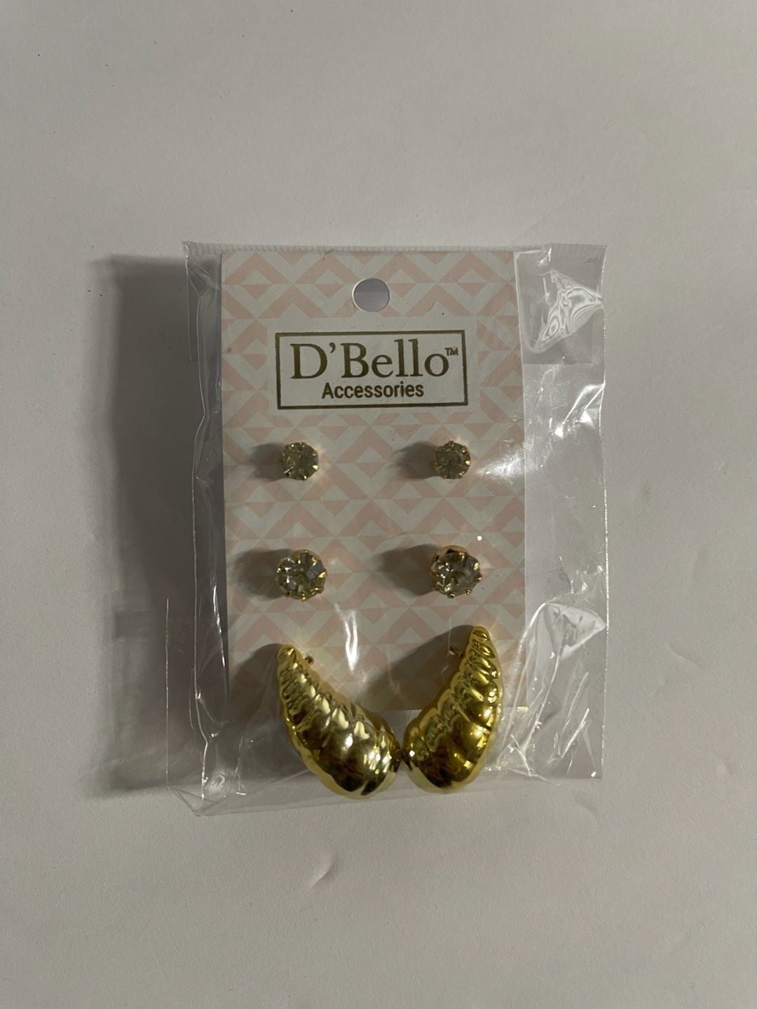 D'Bello Accessories 3-Pair Gold-Tone Hoop and Stud Earring Set 2