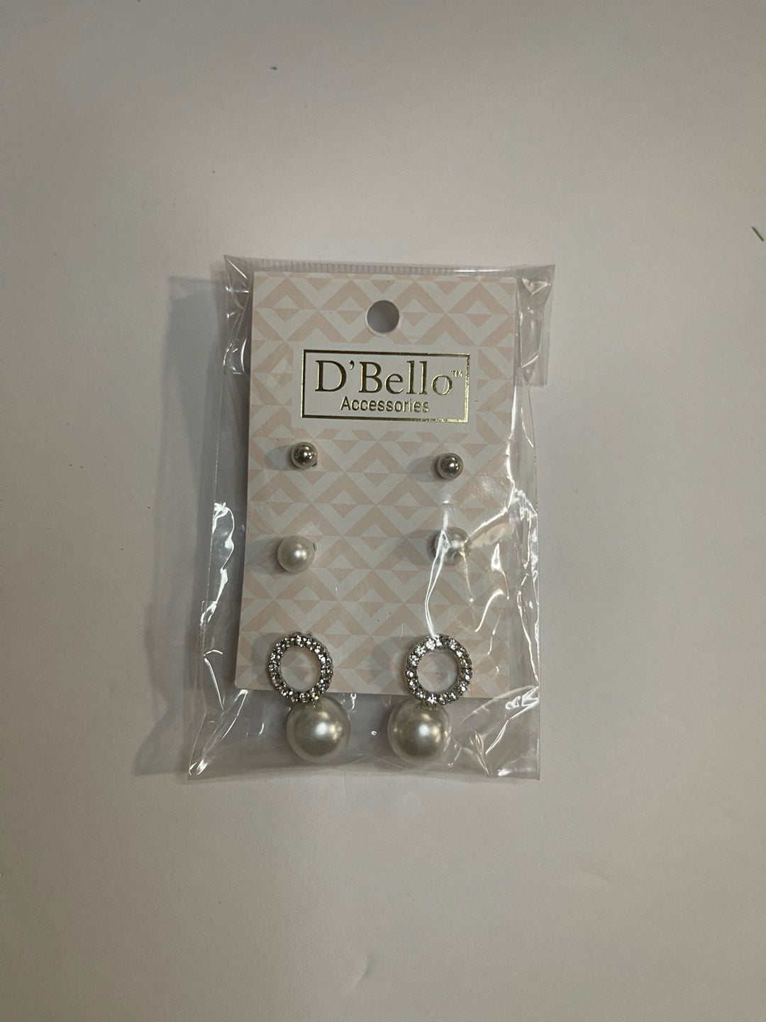 D'Bello Accessories Simulated Pearl and Cubic Zirconia Earring Trio Set 2