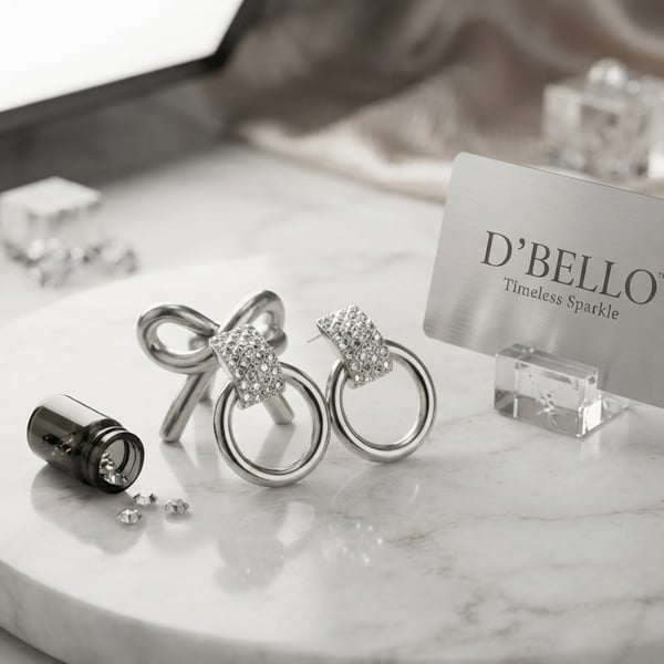 D'Bello Accessories Geometric Pave Rhinestone Circle Drop Earrings
