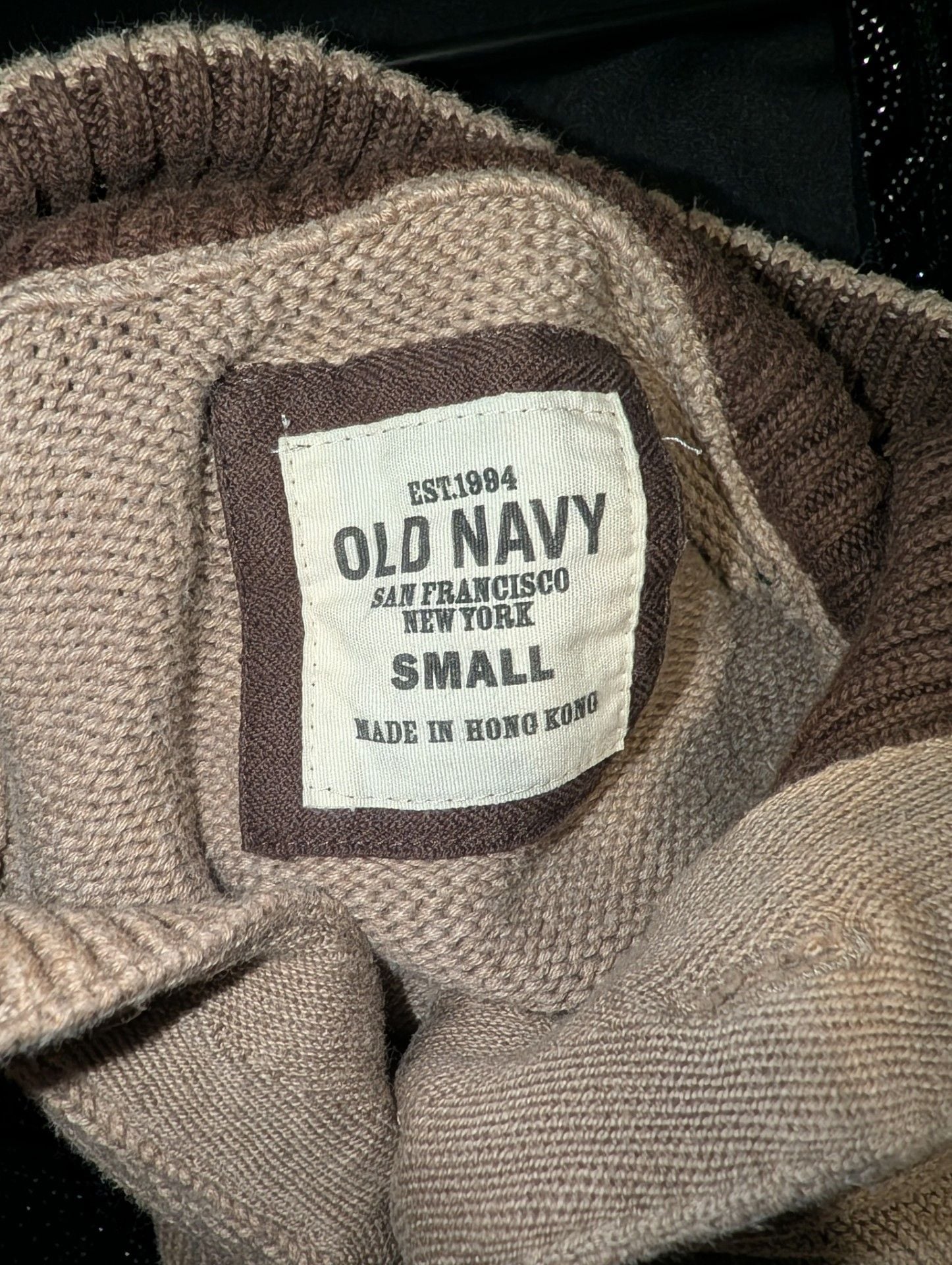 Old Navy Vintage Style Tan Knit Button-Up Collar Sweater 5