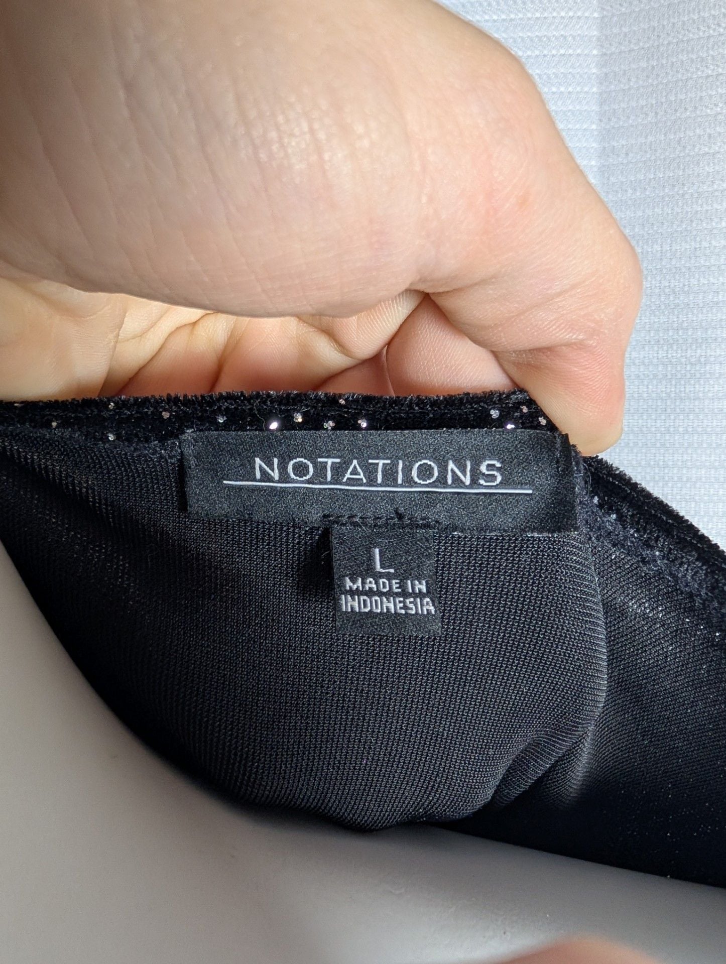 Notations Black Velvet Glitter Paisley Wrap Top with Side Ring Detail 5