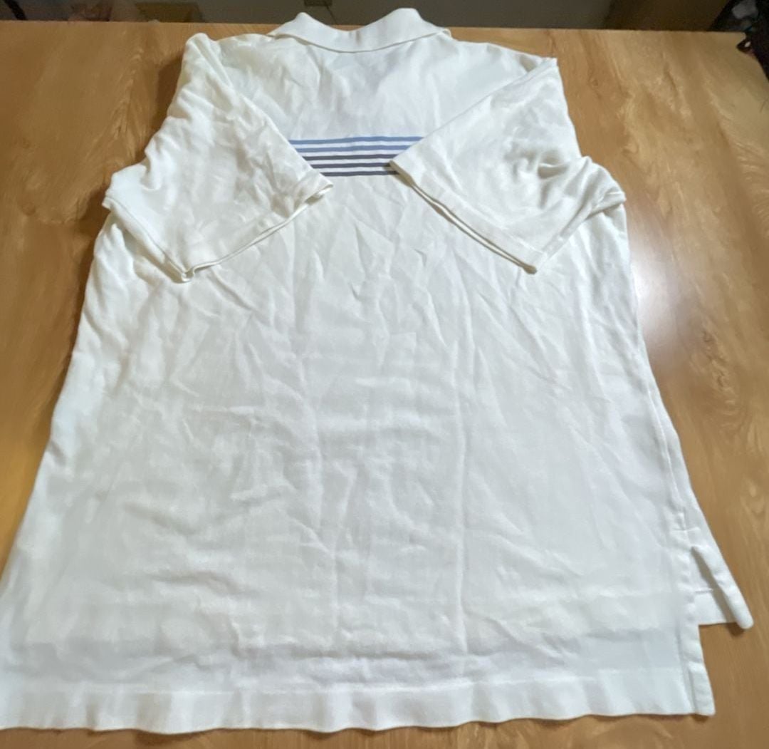 Polo Golf Ralph Lauren Men's White Pique Polo Shirt with Blue and Navy Chest Stripes 5