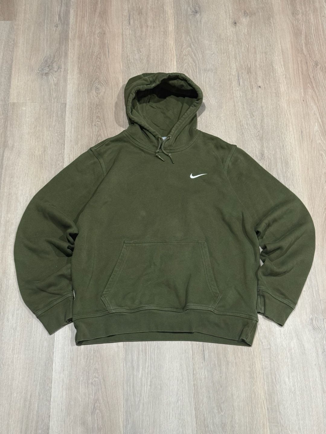 Nike Olive Green Embroidered Swoosh Pullover Hoodie 2