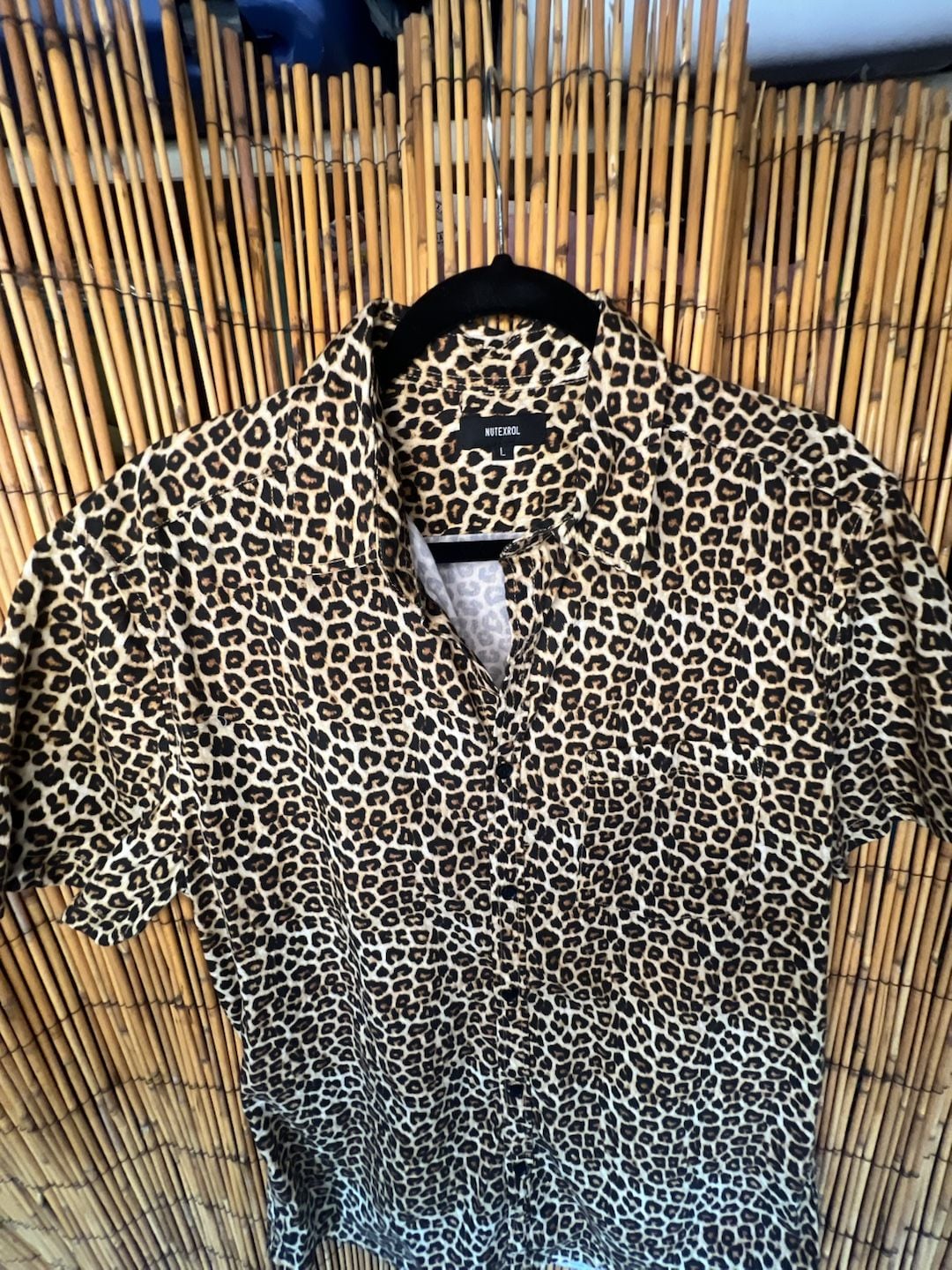 Nutexrol Leopard Print Short Sleeve Button-Up Shirt 3