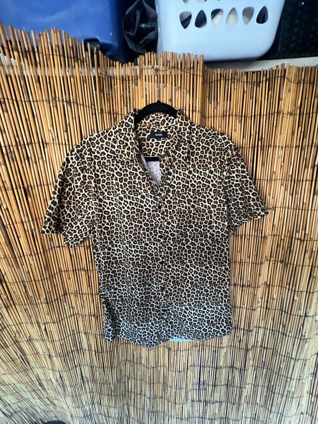 Nutexrol Leopard Print Short Sleeve Button-Up Shirt 4