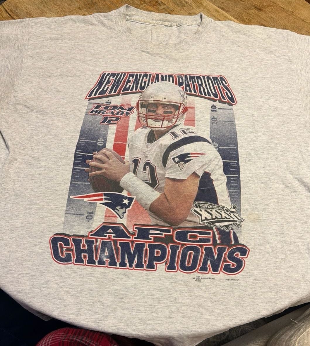 Vintage 2002 New England Patriots AFC Champions Tom Brady Super Bowl XXXVI T-Shirt 2