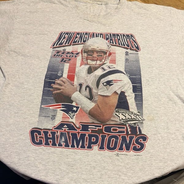 Vintage 2002 New England Patriots AFC Champions Tom Brady Super Bowl XXXVI T-Shirt